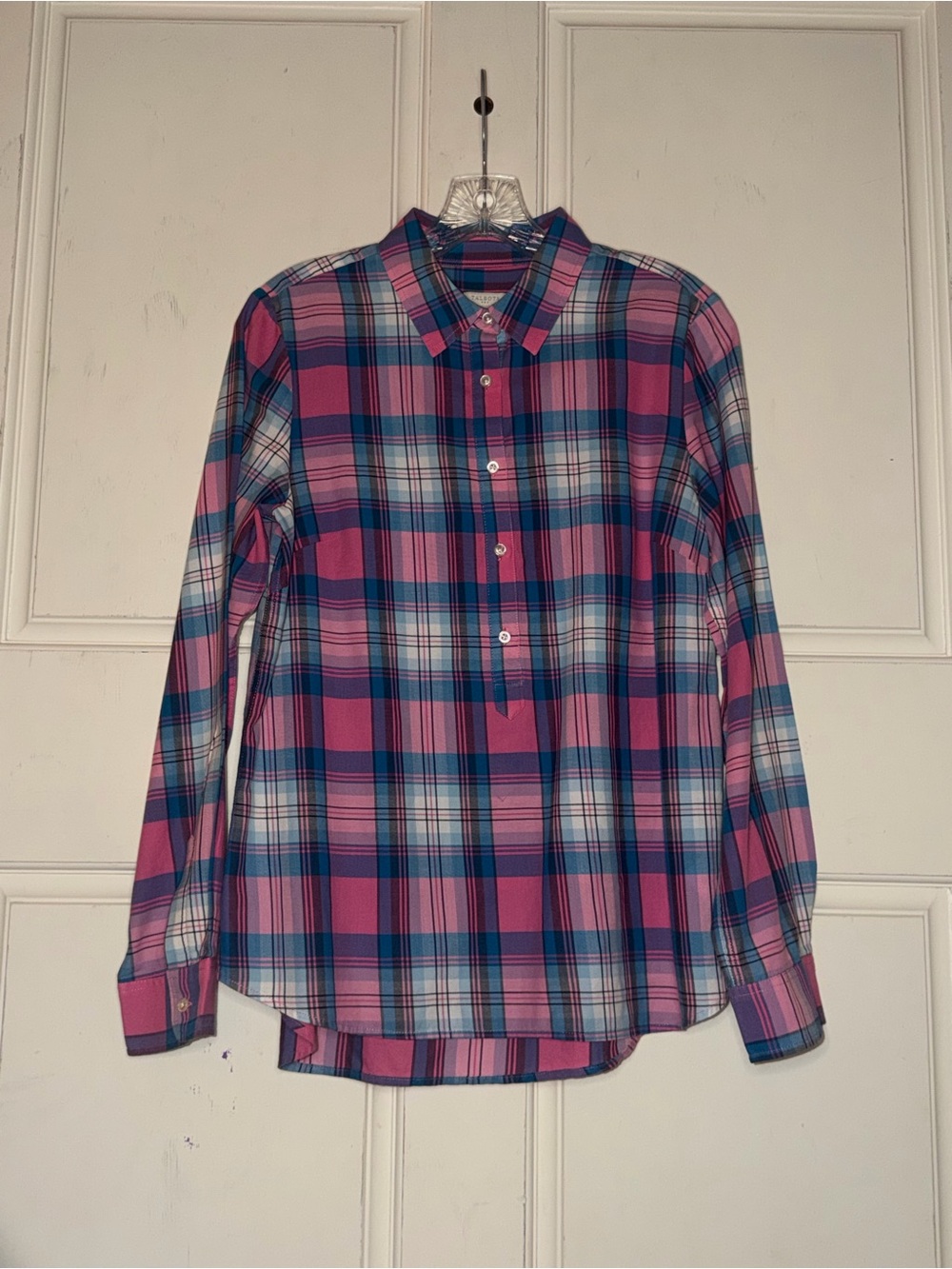 Talbots Pink and Blue Plaid Button-Down Shirt